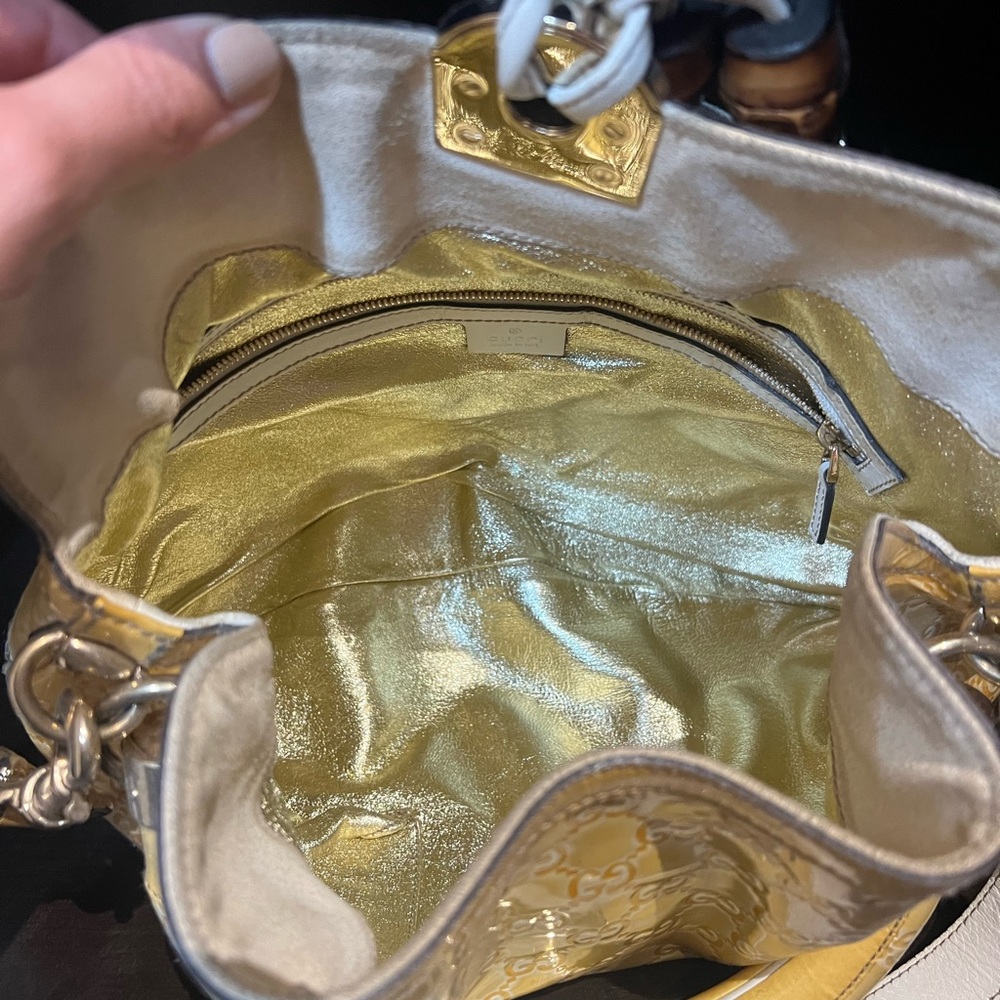 Gucci Yellow and White Patterned Shoulder Bag - Picture 9 of 9